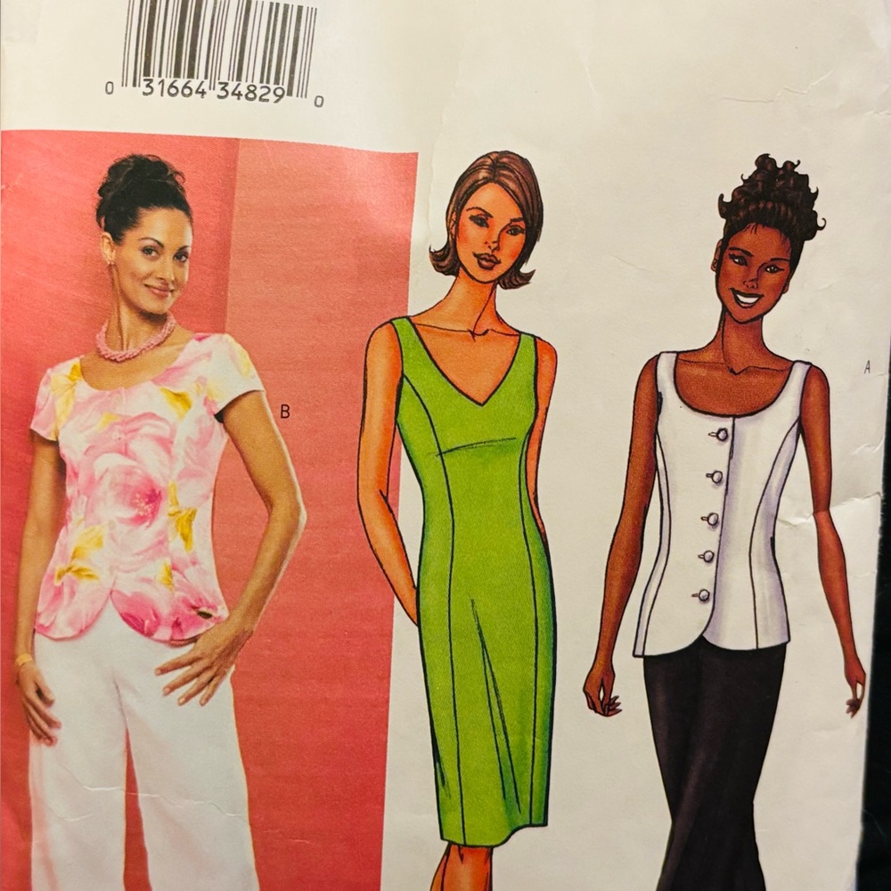 Vintage Butterick 4789 Pattern Dresse Pants Top Sizes 14-18 Pre Owned